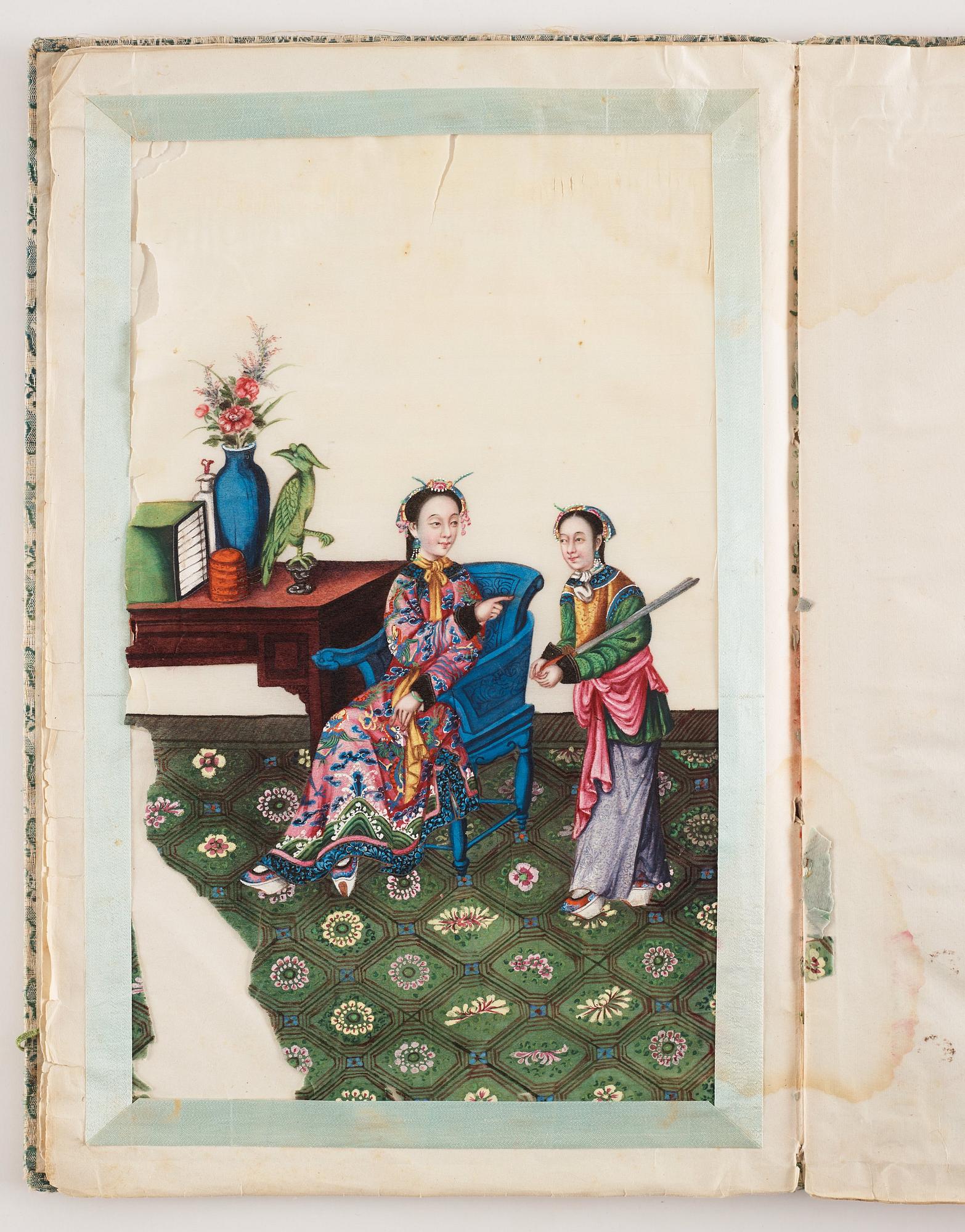 An album with 12 Chinese paintings by anonymous artist, Qing dynasty, 19th Century.