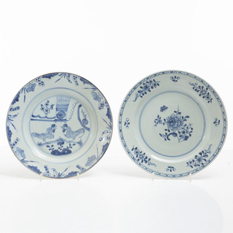 Eleven blue and white porcelain plates, China, Qing dynasty 18th century.