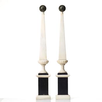 A pair of 19 th Century presumably Italien obelisks.