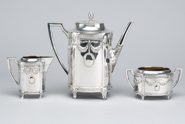 A Swedish EPNS 3 piece coffee set, first half of the 20th century.
