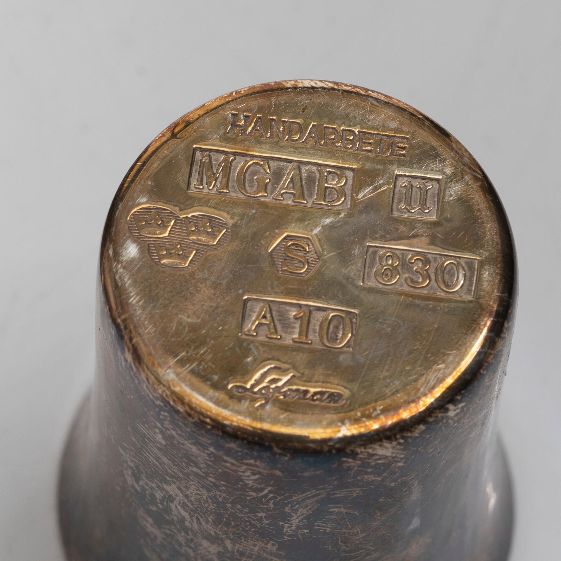 Eleven silver beakers, including marks of K Anderson, CG Hallberg, Eric Löfman for KG Markström, etc.
