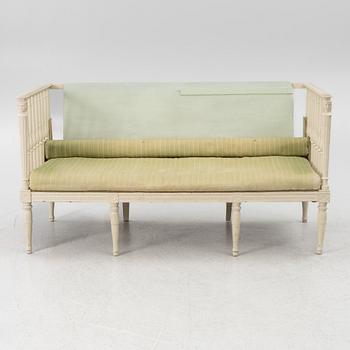 A Gustavian sofa, late 18th century.