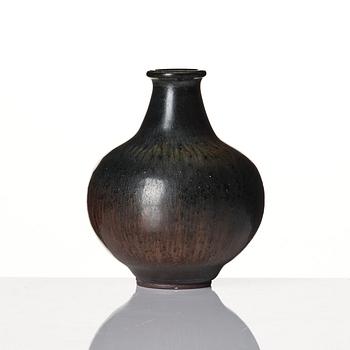 Berndt Friberg, a set of two stoneware vases and a bowl with rabbit's fur glazes, Gustavsberg Studio, Sweden, dated 1944-45, 1956, 1958.