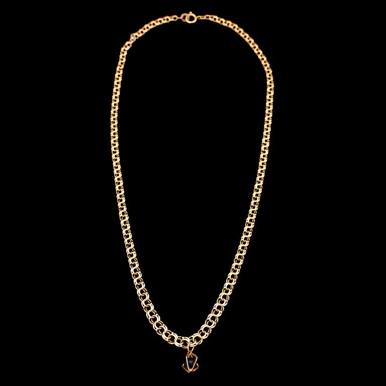 COLLIER MED HÄNGE, 18K guld, svenska stämplar, 1955. Total vikt ca 16 g.