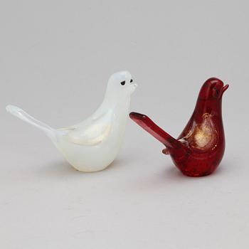 SKULPTURER, 2 st, glas, möjligen Tyra Lundgren för Venini.