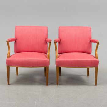 A pair of "model 969" armchairs by Josef Frank, Svenskt Tenn.