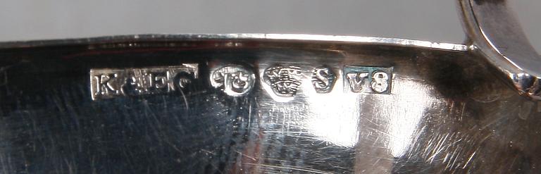 PUNSCHBÄGARE, 8 st, silver, bl a F. Olsson,  1940-tal. Tot 275 g.