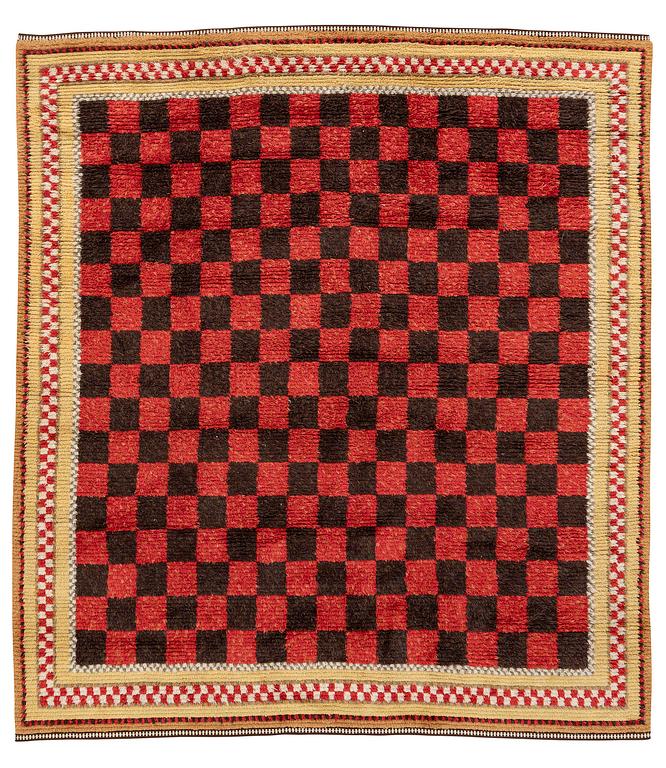 A knotted pile carpet, c. 269 x 244 cm, Norrbottens Läns Hemslöjd.