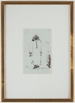 AXEL FRIDELL, indian ink and wash, unsigned. "God natt".