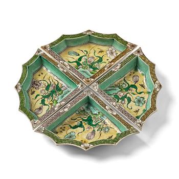 1156. A bisquit four-piece cabaret, Qing dynasty, Kangxi (1662-1722).