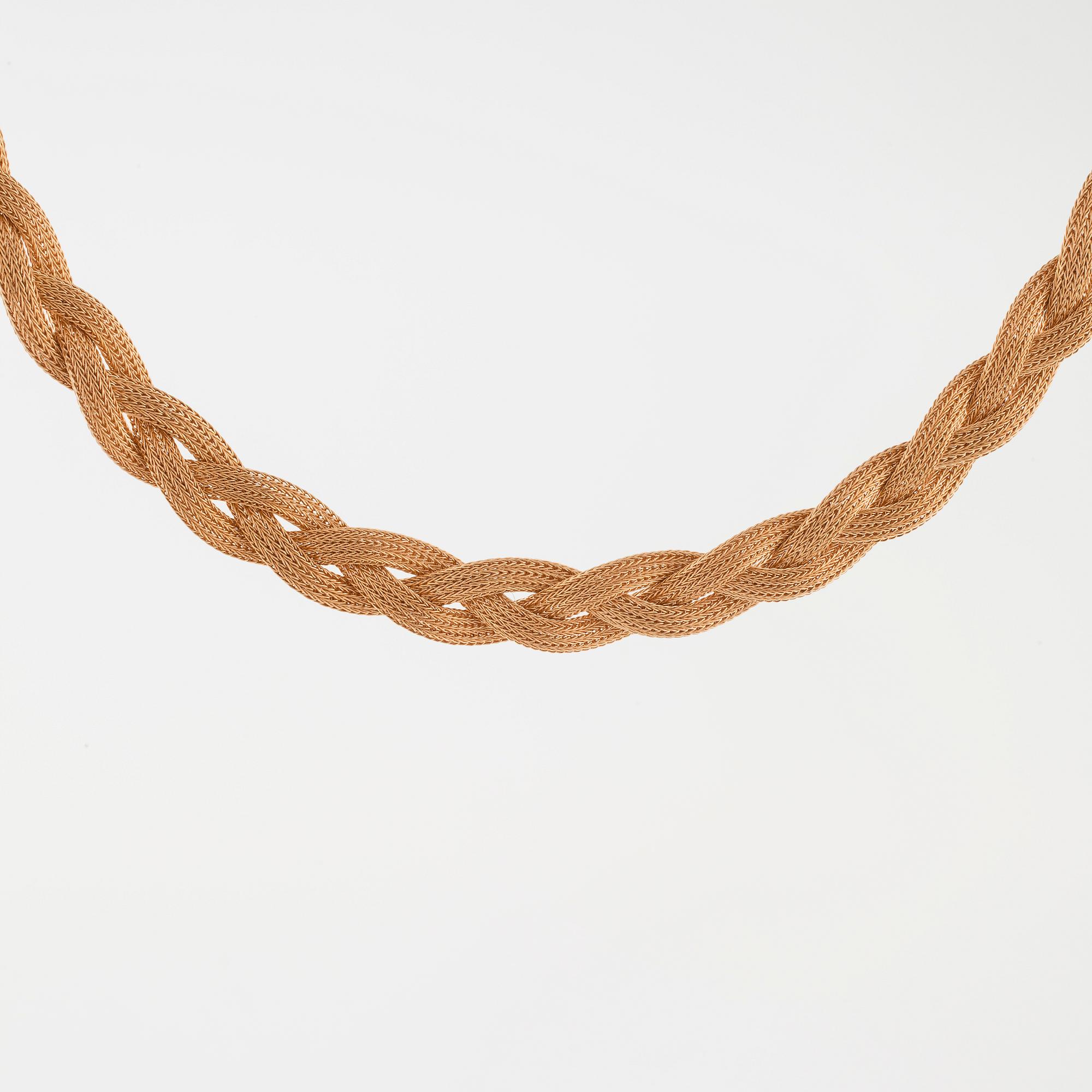 HALSBAND, flätat guld, Italien.