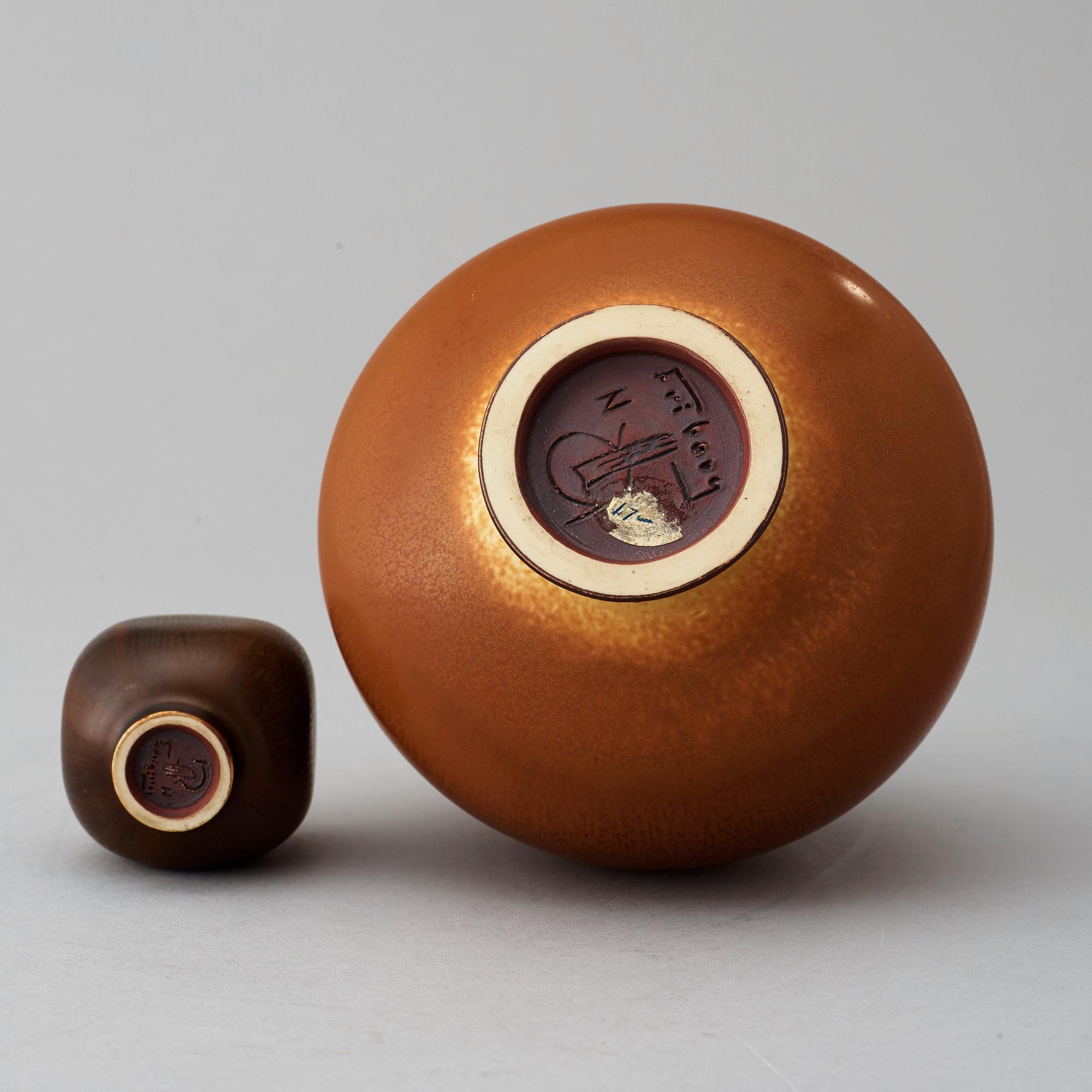 BERNDT FRIBERG, vaser, 2 st, Gustavsberg Studio 1972.