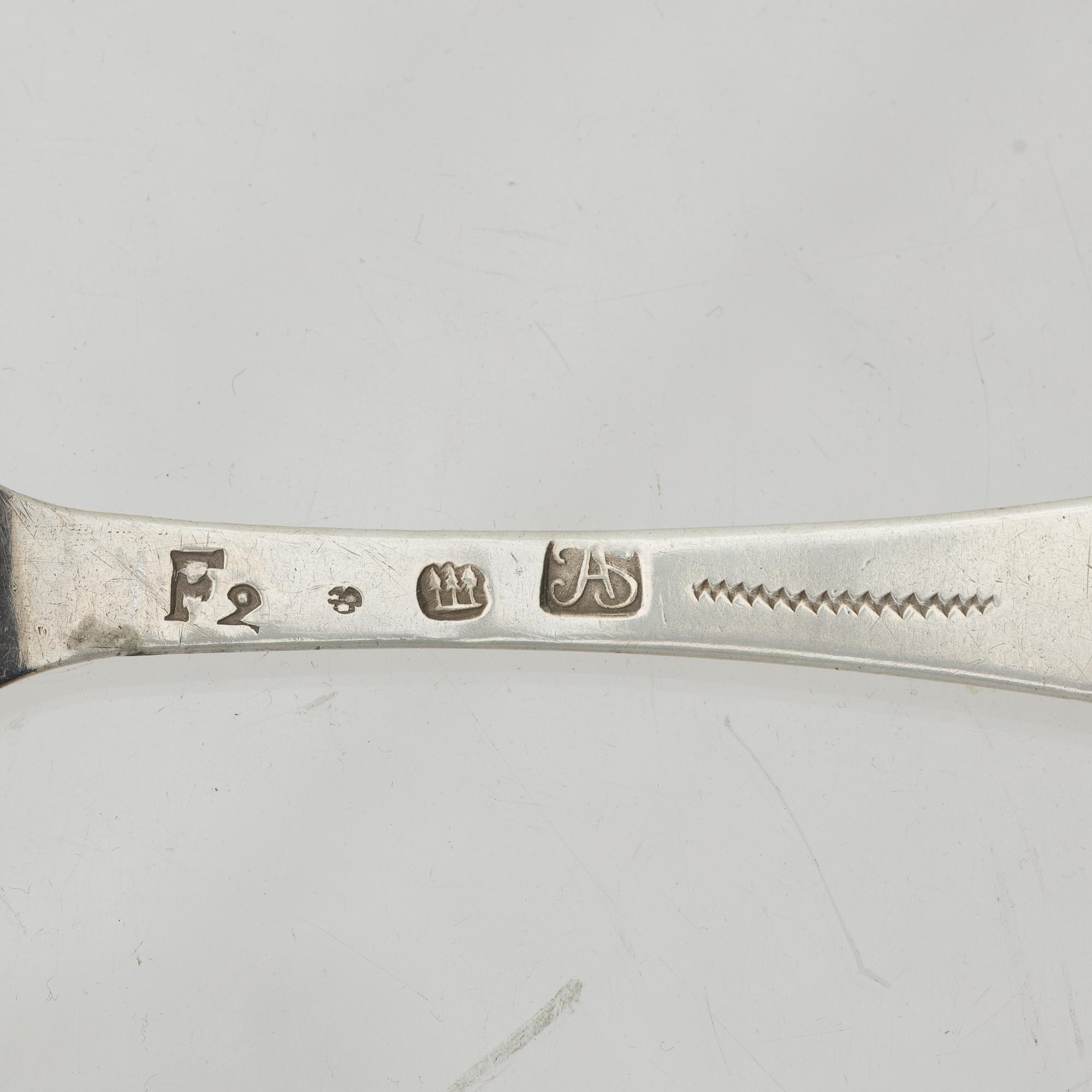 14 pieces of older silver spoons and forks, Sweden, 18th & 19th century.