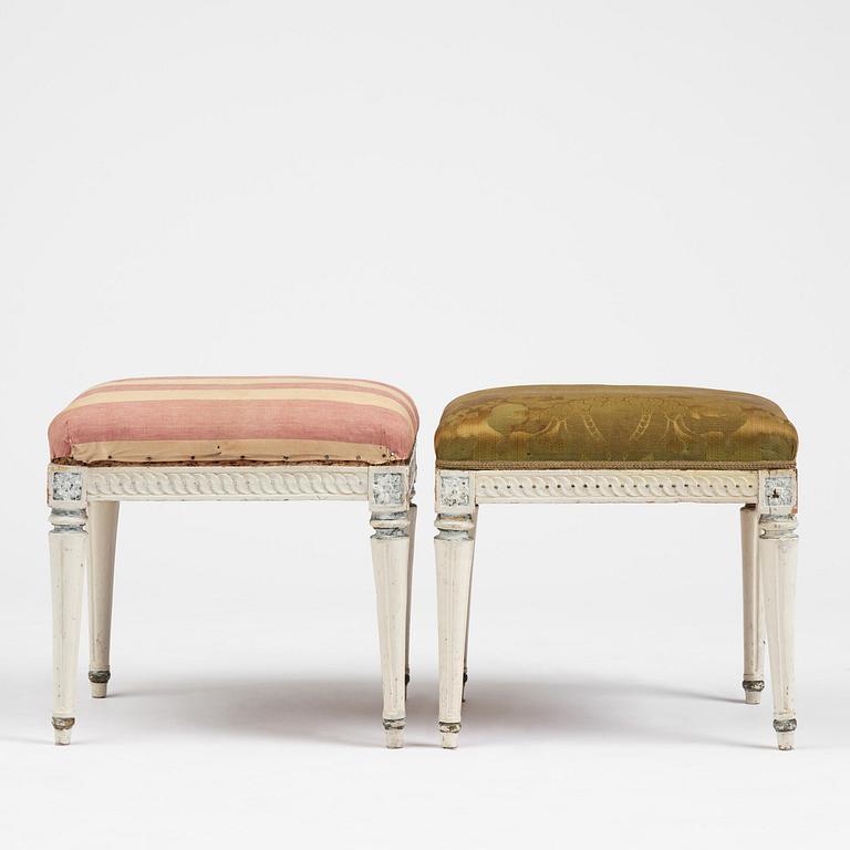 A pair of Gustavian stools by J. E. Höglander (master in Stockholm 1777-1813).