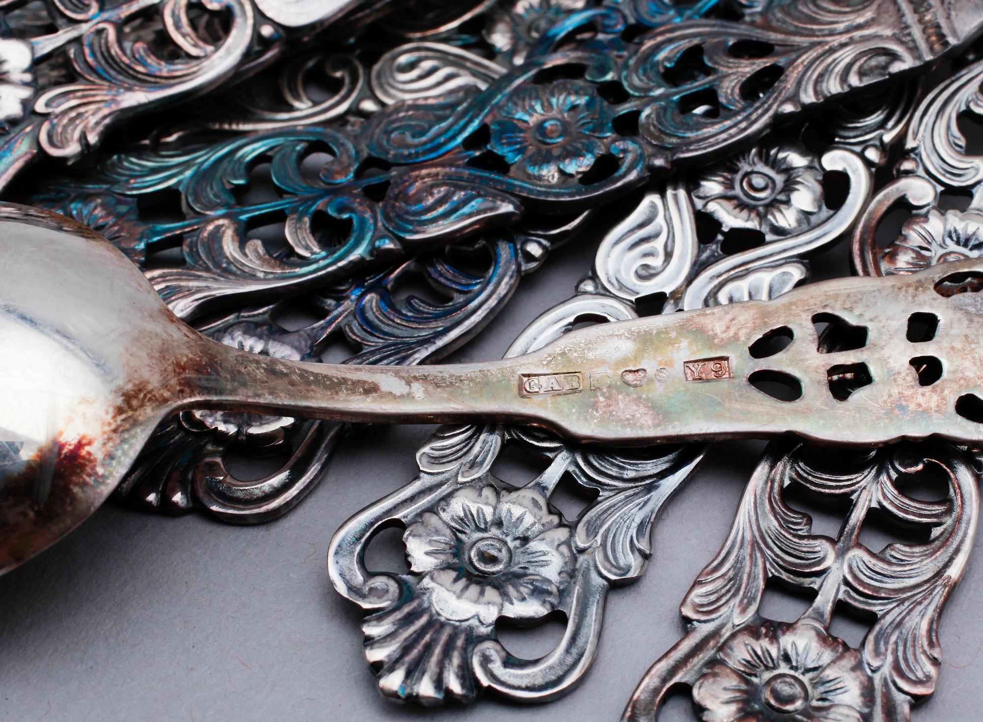 MOCKASKEDAR, 10 st, silver, GAB, 1970-tal. Vikt ca 127 gram.