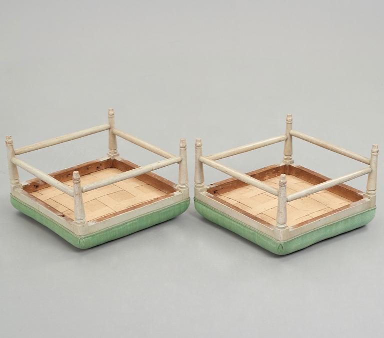 A pair of late Gustavian stools by Ephraim Ståhl (master in Stockholm 1794-1820).