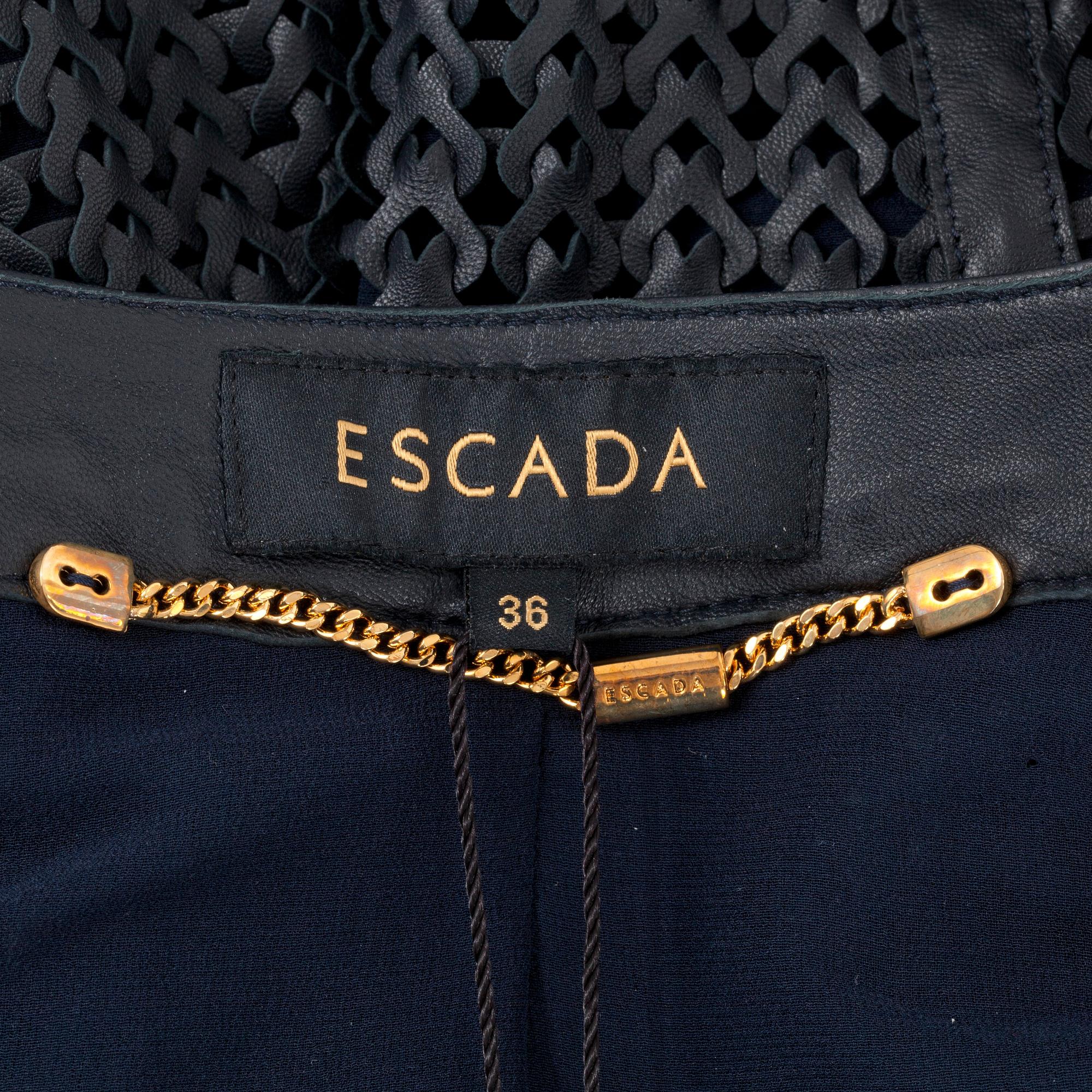 ESCADA, a black leather jacket, size 36.