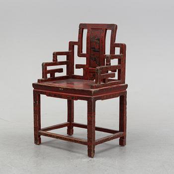 A chinese laqcuer armchair, 20th century.