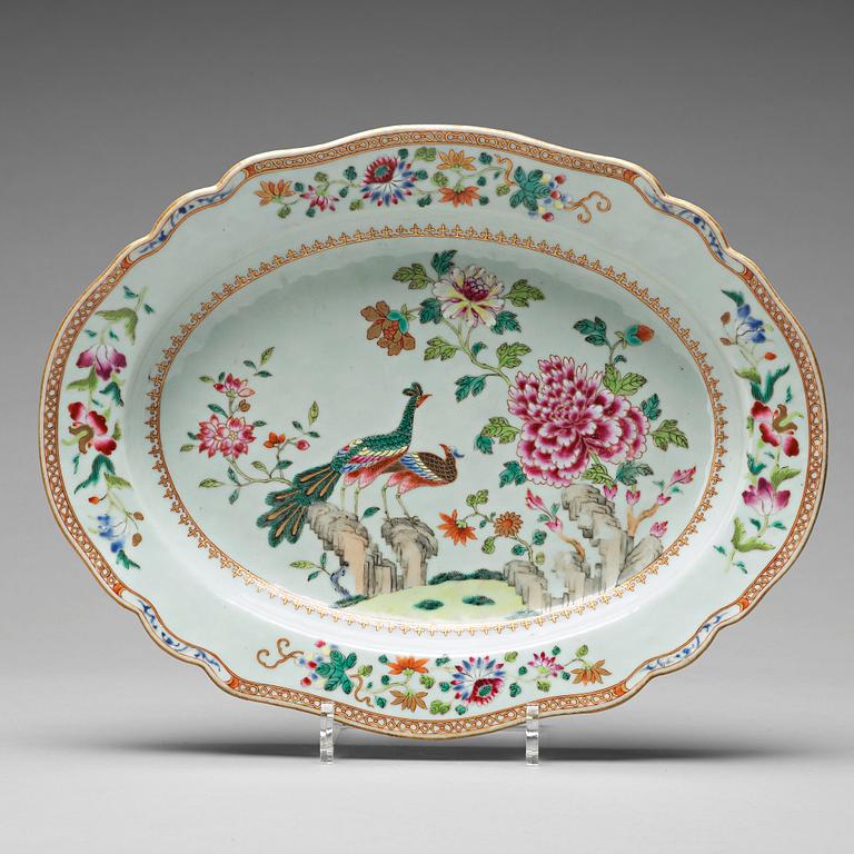 A double peacock tureen stand, Qing dynasty, Qianlong (1736-95).