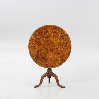 A burr alder tilt-top table by J. Sjölin (master 1767-85).