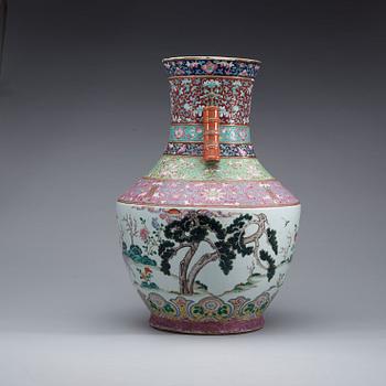 A large famille rose vase, Qing dynasty, with Qianlong sealmark.
