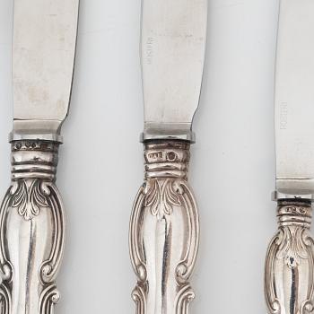 A Swedish Silver Cutlery, model 'Olga', marks including  CG Hallberg, Stockholm 1959 (48 pieces).