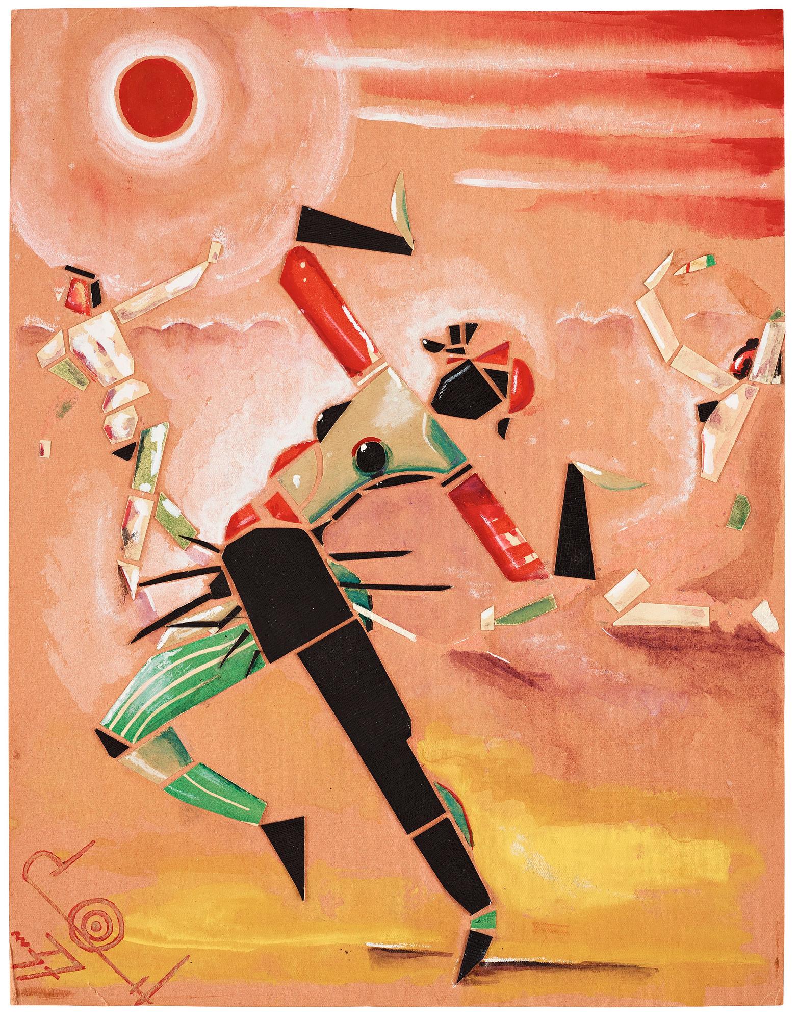 CO Hultén, gouache på papper med collage, monogramsignerad och daterad -37.