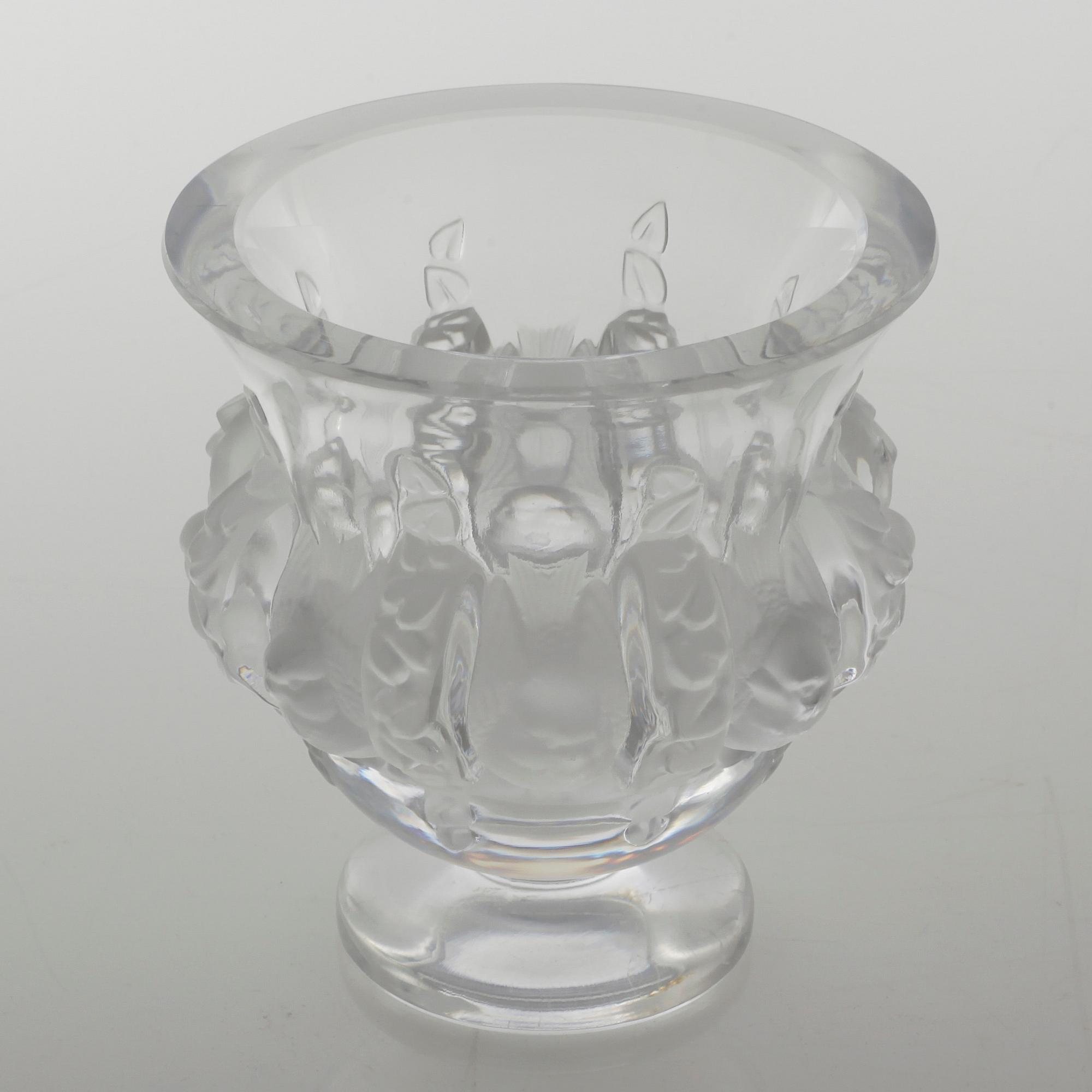A 20th century glass vase, Lalique, France.