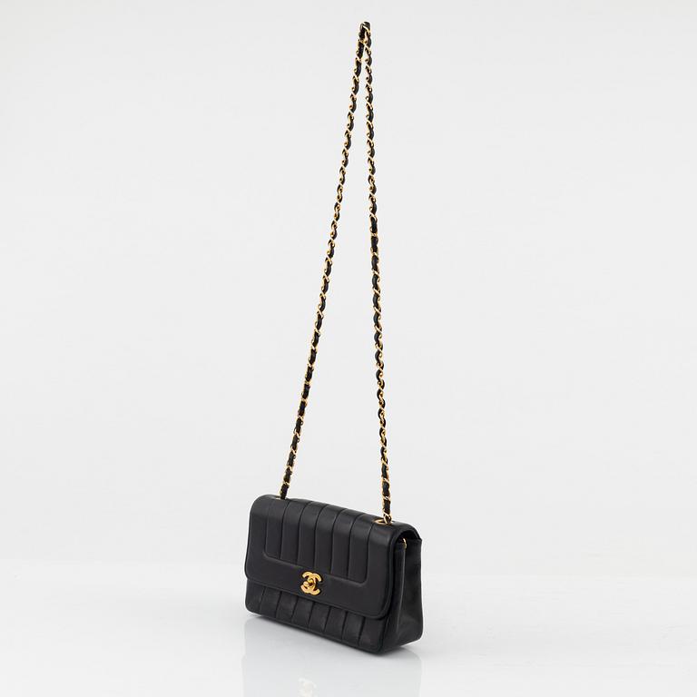 Chanel,  A black leather 'Mademoiselle' Classic Single Flap.