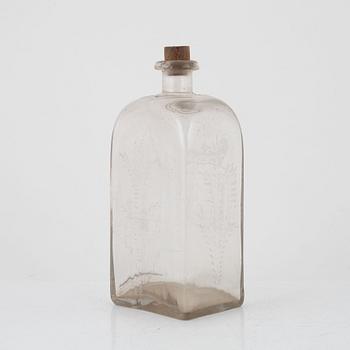 An engraved glass bottle, Limmareds Glasbruk, Sweden, 18th century.