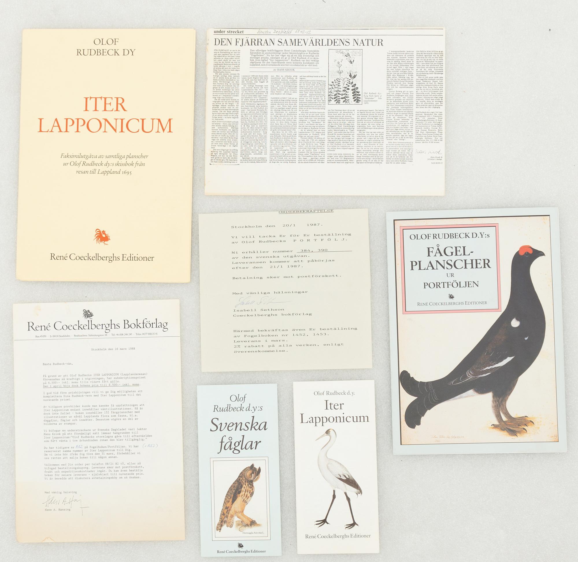 Olof Rudbeck d.y., 'Svenska fåglar (Swedish birds)'.