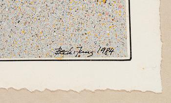 Beck & Jung, triptyk, akryl och ink jet print, signerad och daterad 1984.