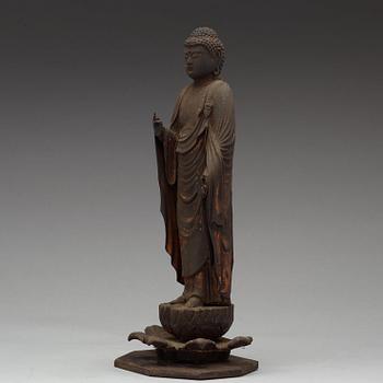 A wooden Japanese figure of Amida Buddha, Edo period, 19th Century.