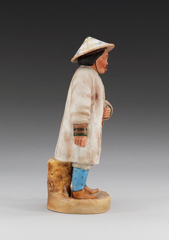 A Russian Gardner bisquit figure of a 'Gylyak', Dmitrovsk Porcelain Factory, 1924.