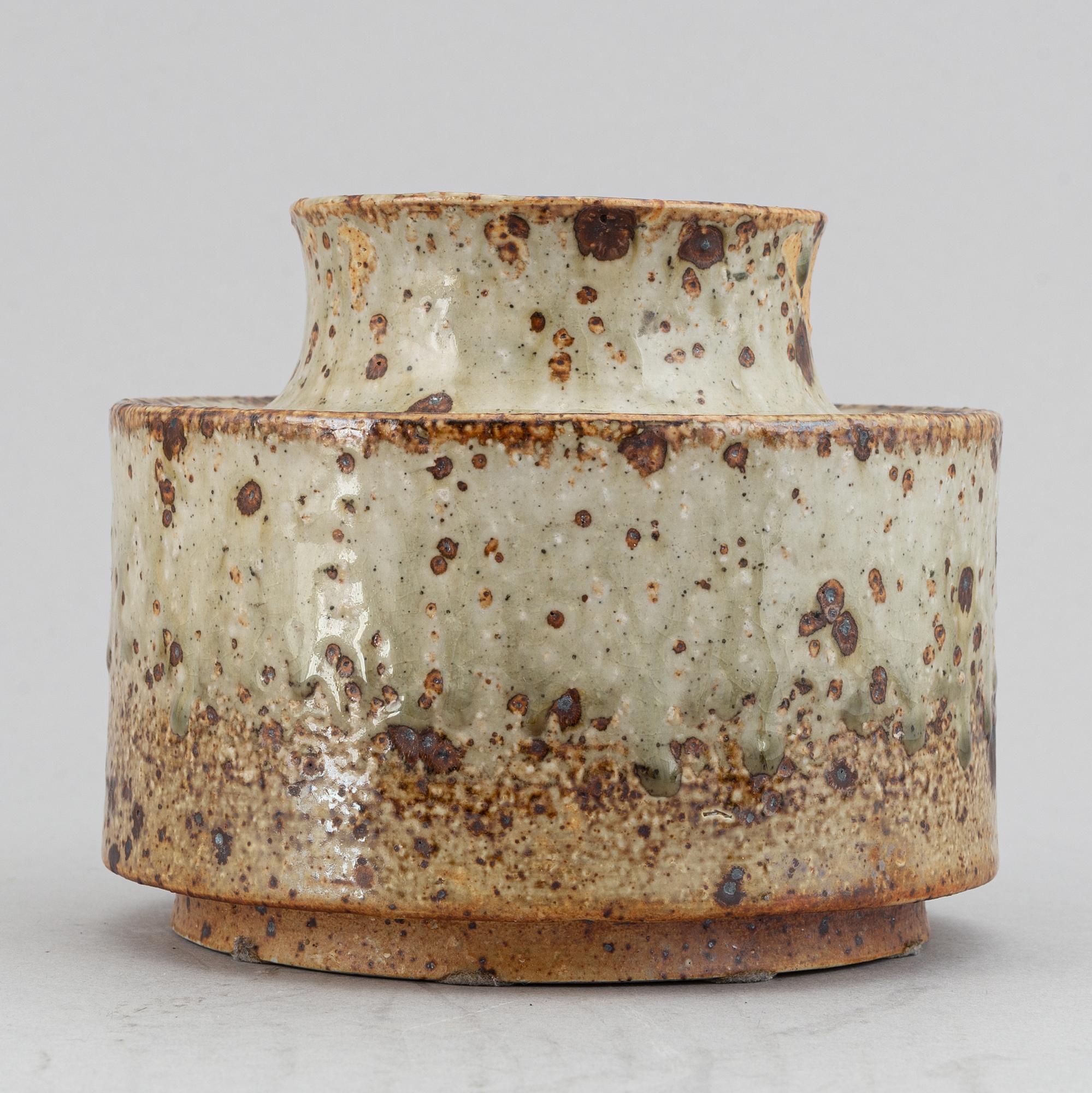 Marianne Westman for Rörstrand and Britt-Louise Sundell for Gustavsberg studio, two stoneware vases, Sweden.
