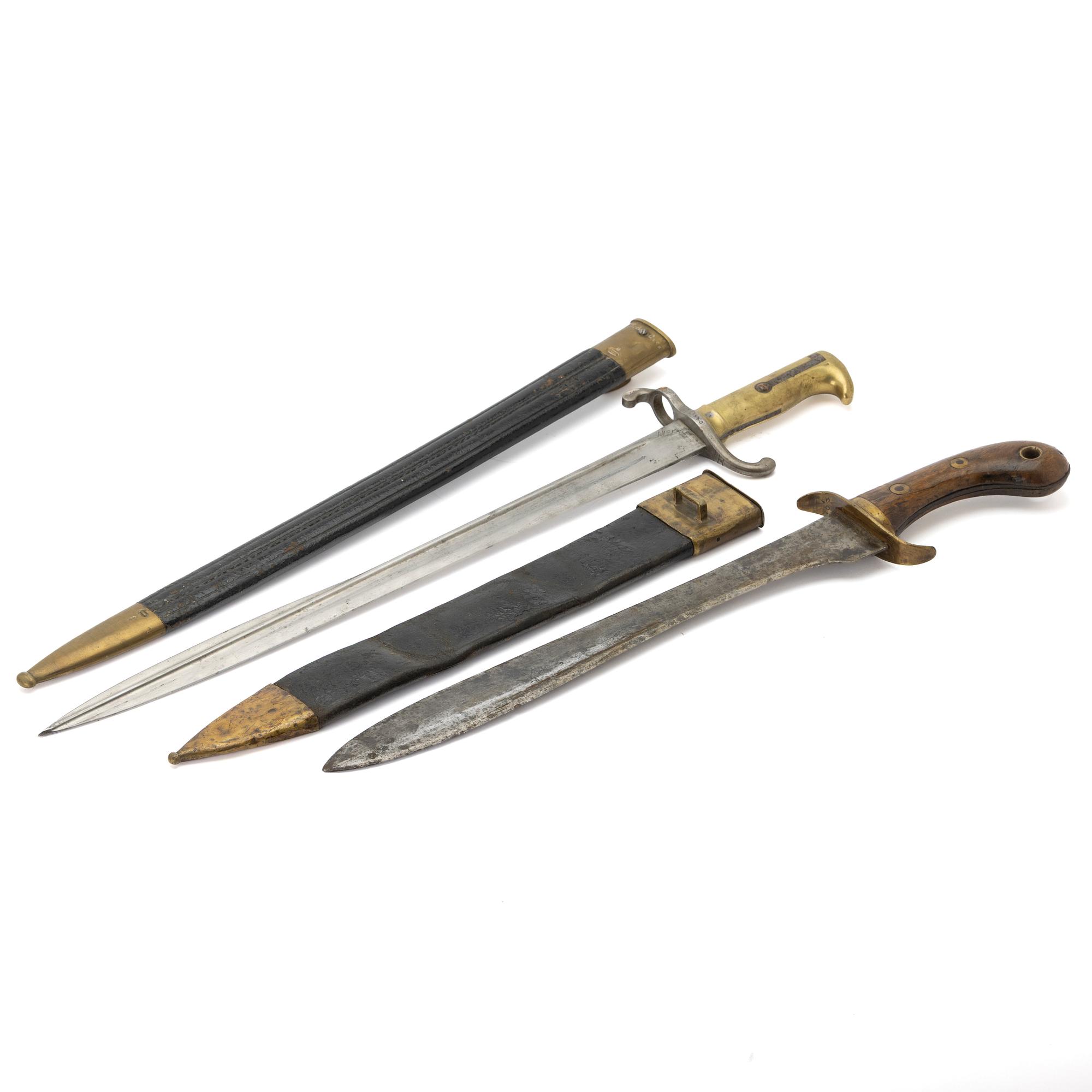Faskinkniv samt bajonett, Sverige/Tyskland, 1800-tal.