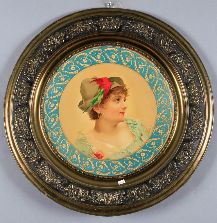 VÄGGFAT, ett par, mässing, plåt, nyrenässans, sent 1800-tal.