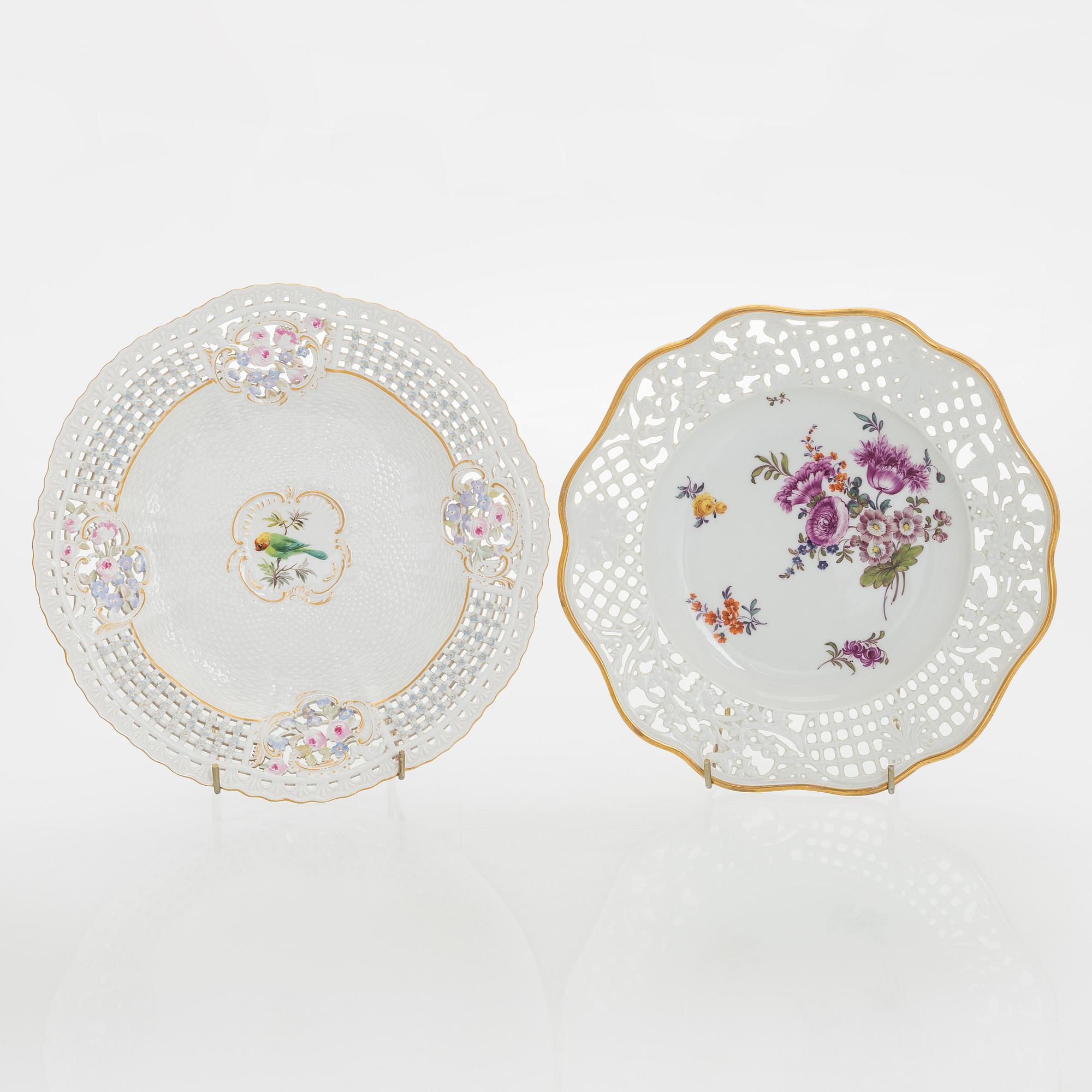 Meissen, four porcelain plates, 19th–20th century.