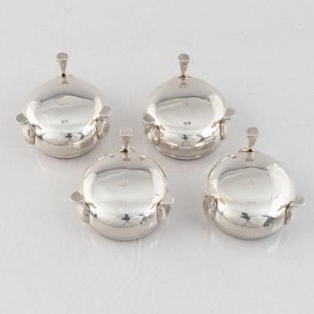 Four English Silver Salt Cellars, mark of William Evans, London 1883.
