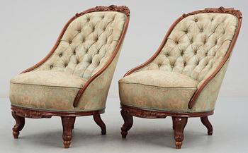 FÅTÖLJER, ett par, nyrokoko, 1800-talets slut.
