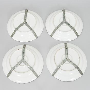 Four 18th-century porcelain dishes, Imperial porcelain manufactory, period of Empress Elisabeth I, Saint Petersburg.