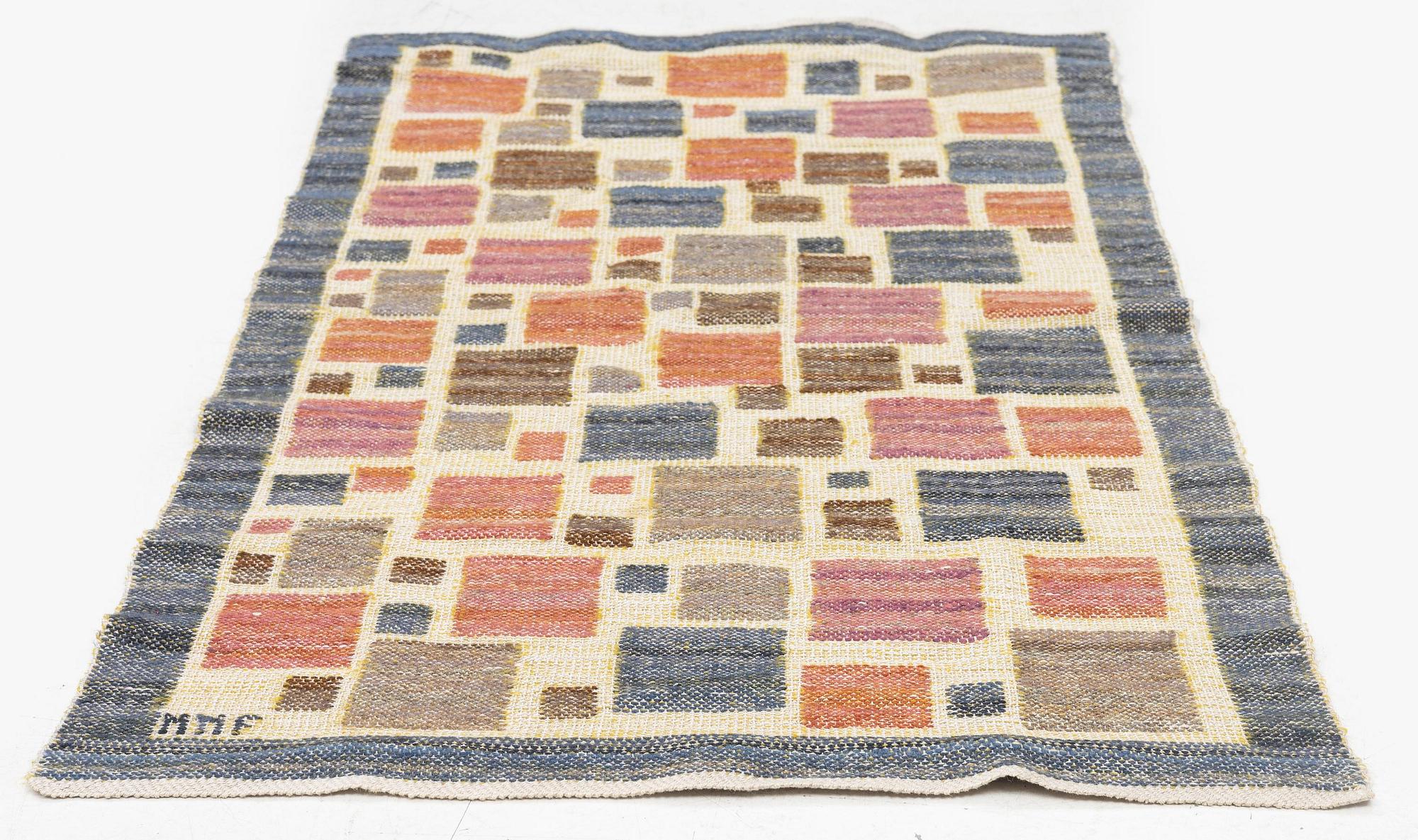 Märta Måås-Fjetterström, a textile, 'Elment', flat weave, c 100 x 54 cm, signed MMF.
