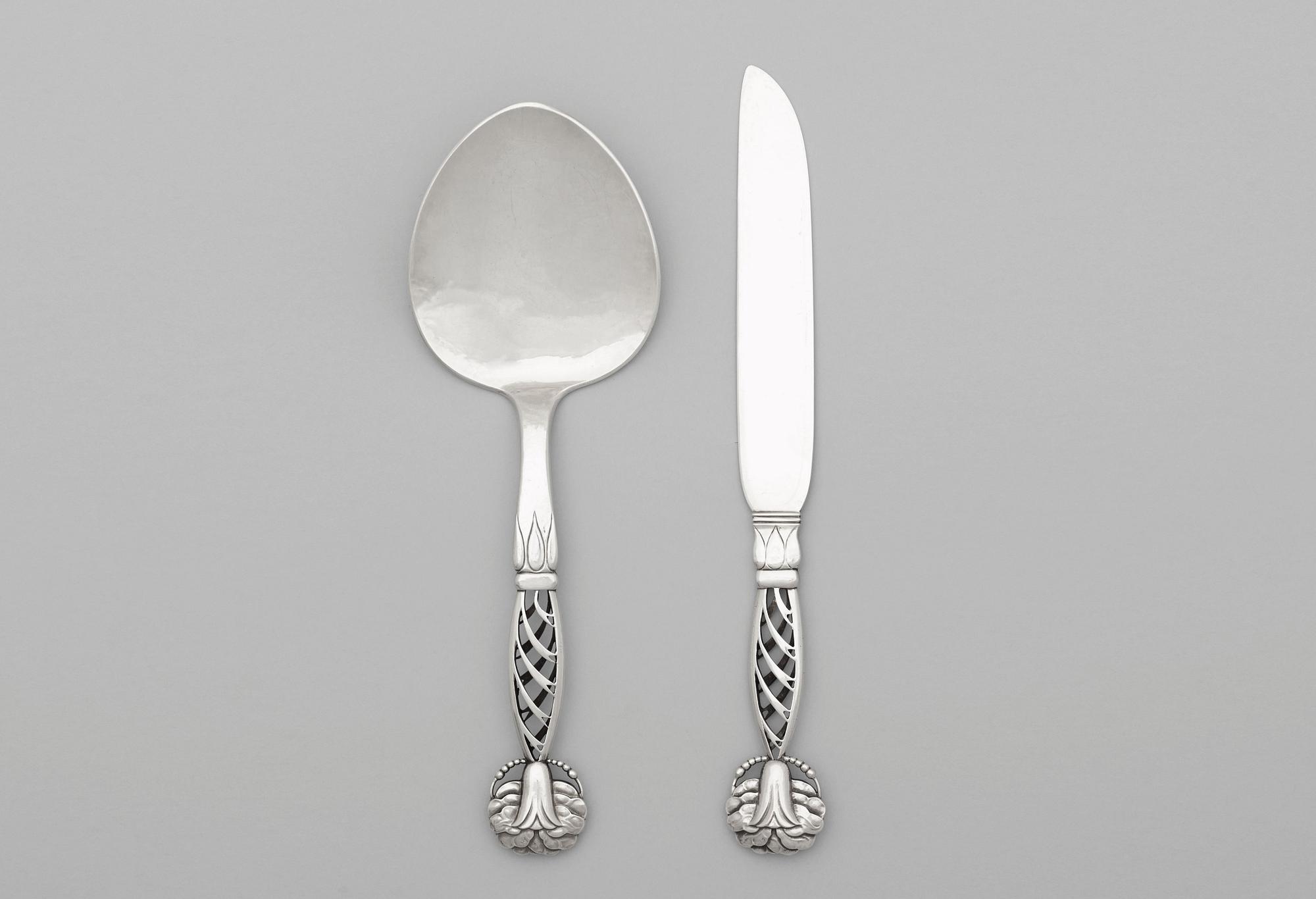 GEORG JENSEN, serveringsbestick, 2 st, Köpenhamn 1915-27.