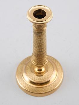 LJUSSTAKE, empire, förgylld brons, tidigt 1800-tal.