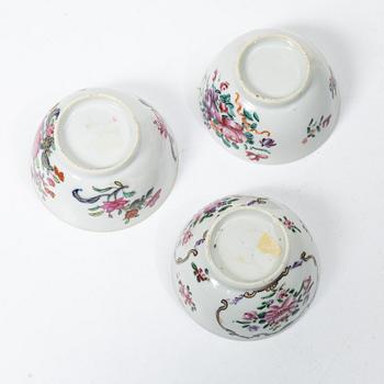 A group lot of 11 Chinese cups, Qing dynasty, Qianlong (1736-95).