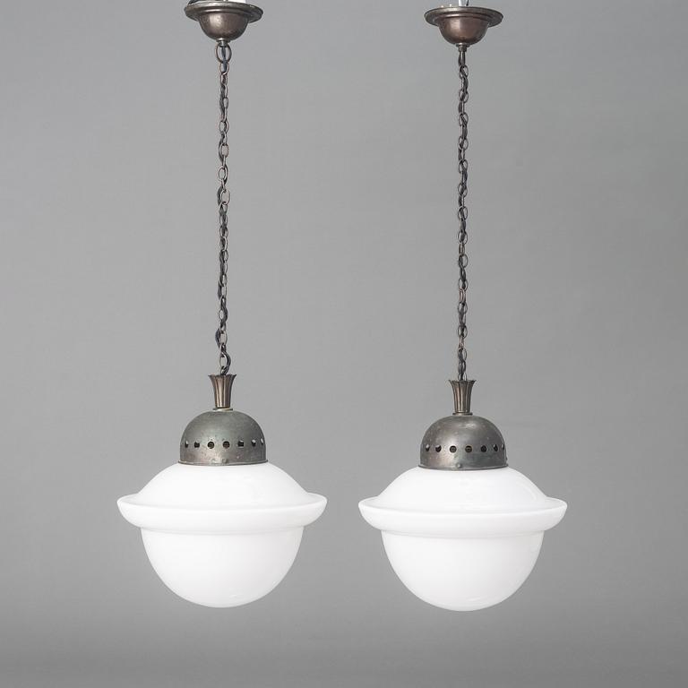 Harald Notini, a pair of ceiling lamps model "6117", Arvid Böhlmarks Lampfabrik, Stockholm, 1920s.