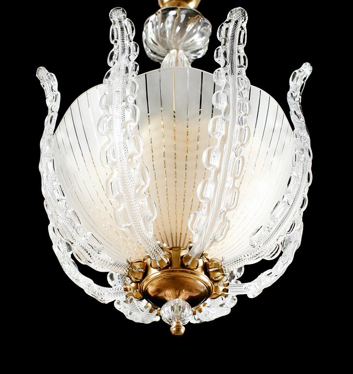 TAKLAMPA, Orrefors, glas, sannolikt Carl Fagerlund, 1900-talets mitt. H ca 70 cm.