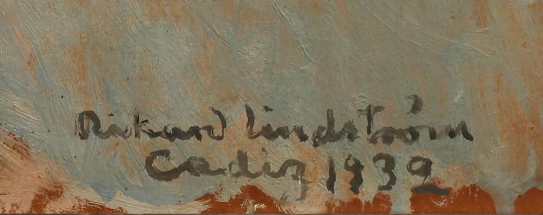 RIKARD LINDSTRÖM, olja på pannå, sign o dat Cadiz 1939.