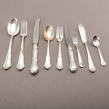 A Swedish 20th century 96 pcs of silver cutlery, different makers and dates, total weight ca 4820 gr.
