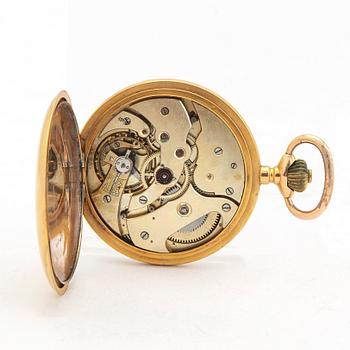 H Moser & Co pocket watch savonette approx. 42 mm 18K gold weight in total 20 grams.
